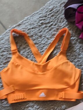 adidas Bright Orange Padded Sports Bra with Wrap Around Strap